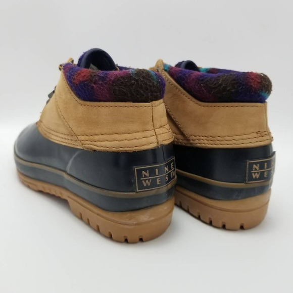 Nine West Duck Boot O-Brynadn Brown Black Lace Up Rubber Padded Collar Size 6M - Picture 10 of 12